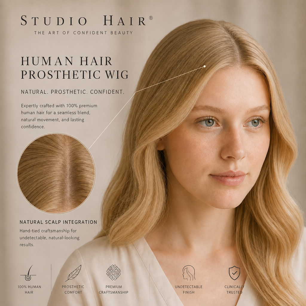 Style: H953LB Human Hair Prosthetic Wig 22" Custom Made