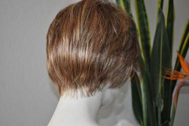 Clearance Model 6-45 (Available To Order On-Line Only) 100% hand-tied and features an invisible lace front hairline and monofilament top construction.