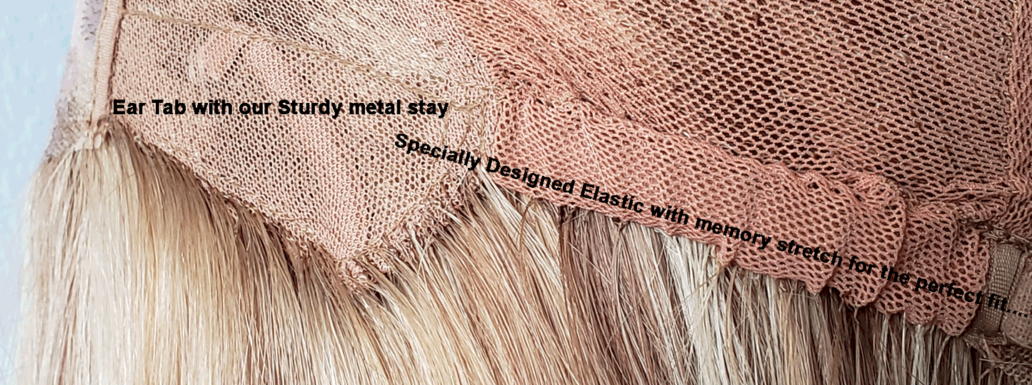 R/X ELZ L Human Hair 100% hand-tied with monofilament top with a French Lace front hairline.