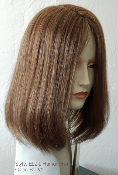R/X ELZ L Human Hair 100% hand-tied with monofilament top with a French Lace front hairline.