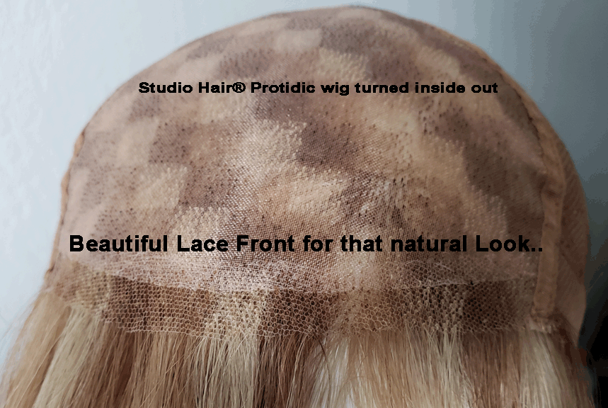 R/X ELZ L Human Hair 100% hand-tied with monofilament top with a French Lace front hairline.