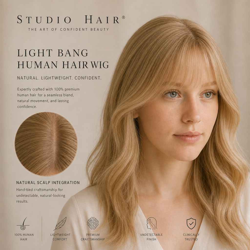 Style: H953B  Human Hair Prosthetic Wig 16" Custom Made