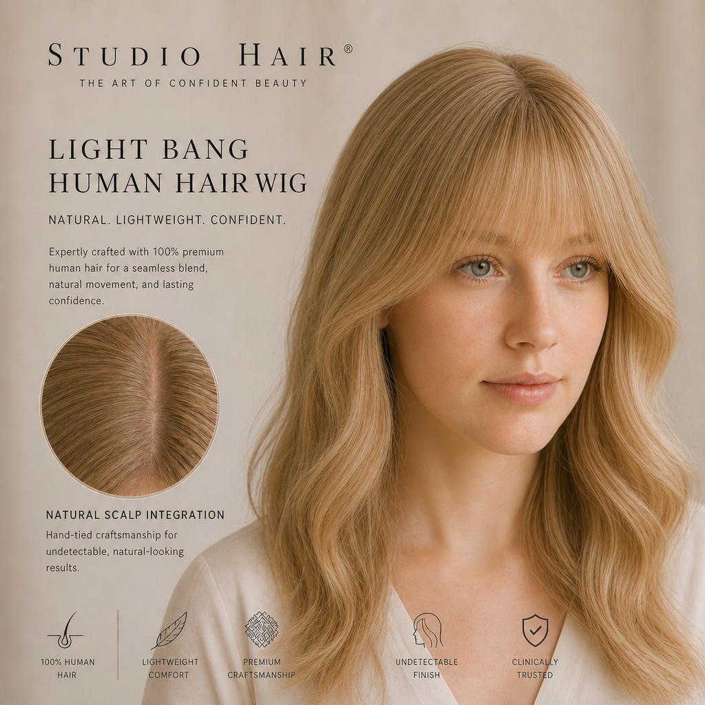 Style: H953B  Human Hair Prosthetic Wig 16" Custom Made