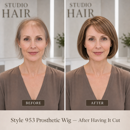 R/X 953 100% Remy Human Hair & Hand Tied Prosthetic Wig - 46 Shades in average size in stock and 24 shades in petite size in stock!